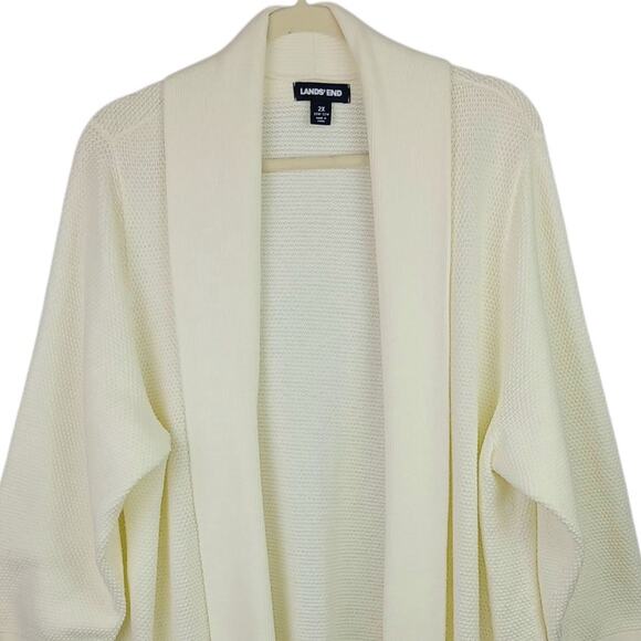 Lands' End SZ 2X Cotton Blend Plus Long Sleeve Open Long Cardigan Sweater NEW - Picture 3 of 6